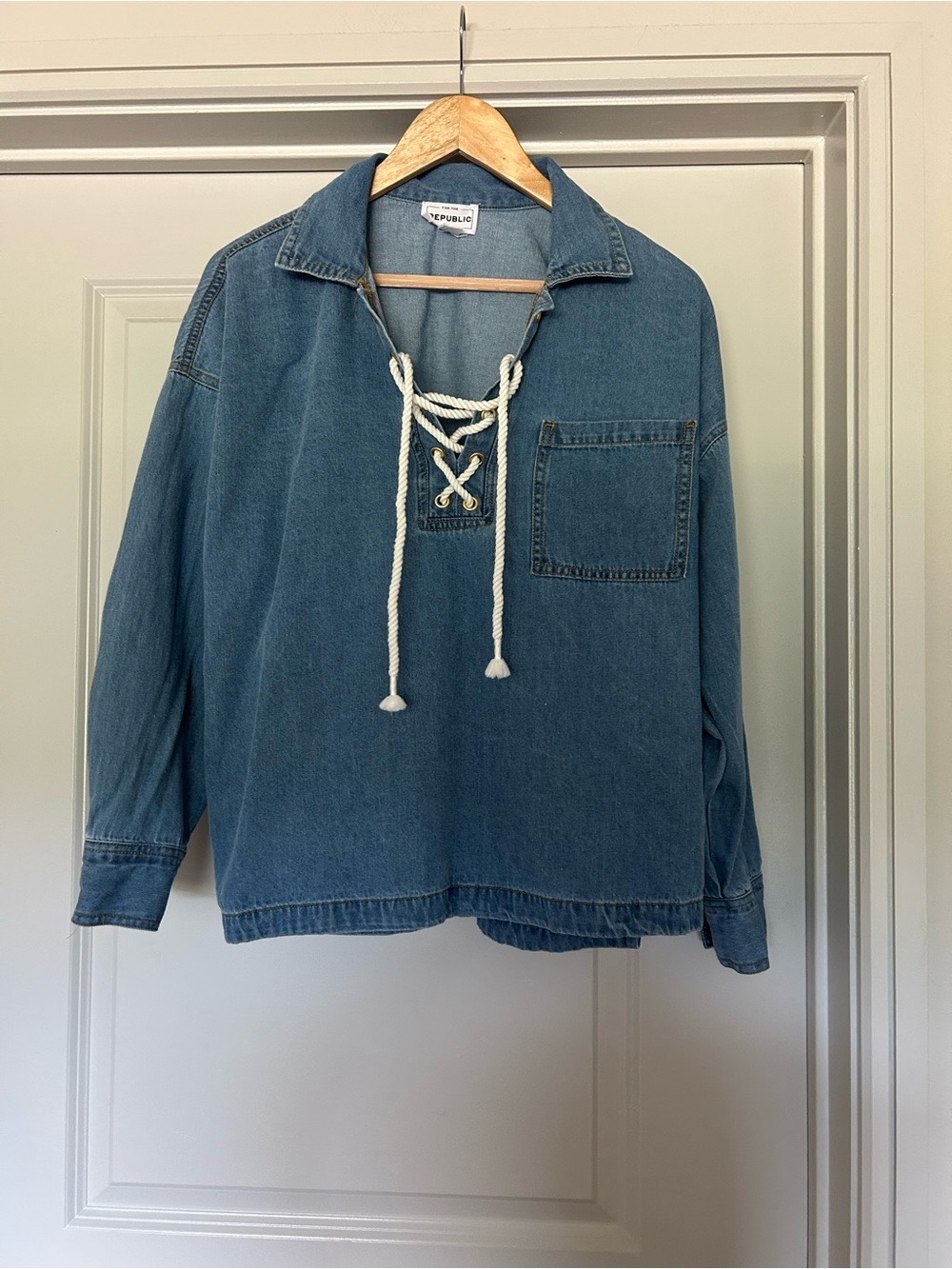 For The Republic Light Blue Denim Shirt